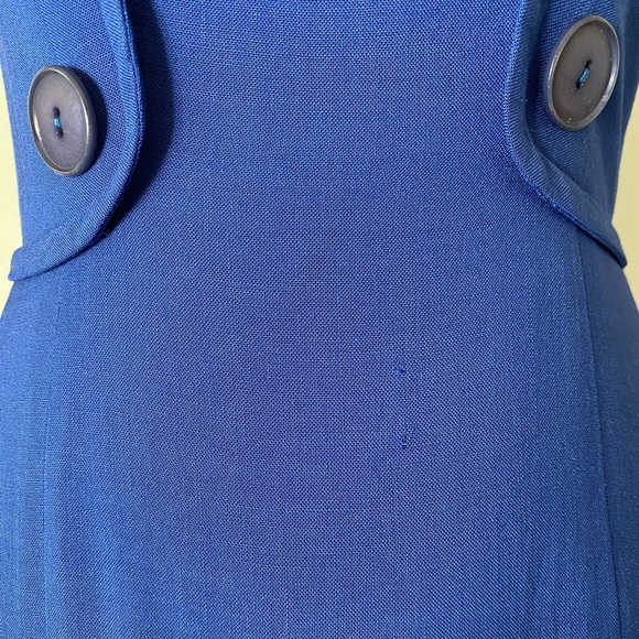Vintage 1960s MR. MORT Vivid Cobalt Blue wiggle dress with button detail XS - Picture 4 of 5
